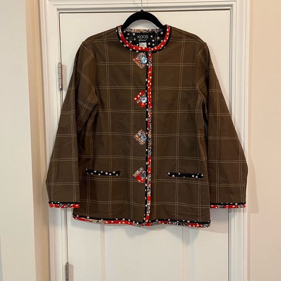 KOOS Of Course! Reversible Women's Jacket Size Small Polka Dot, Brown, Black, We - Picture 3 of 12
